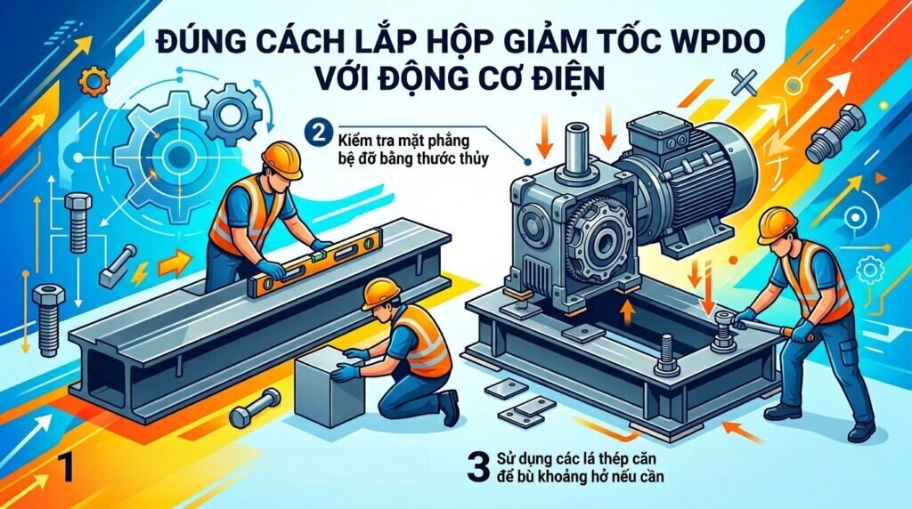 Đúng Cách lắp hộp giảm tốc WPDO với động cơ điện