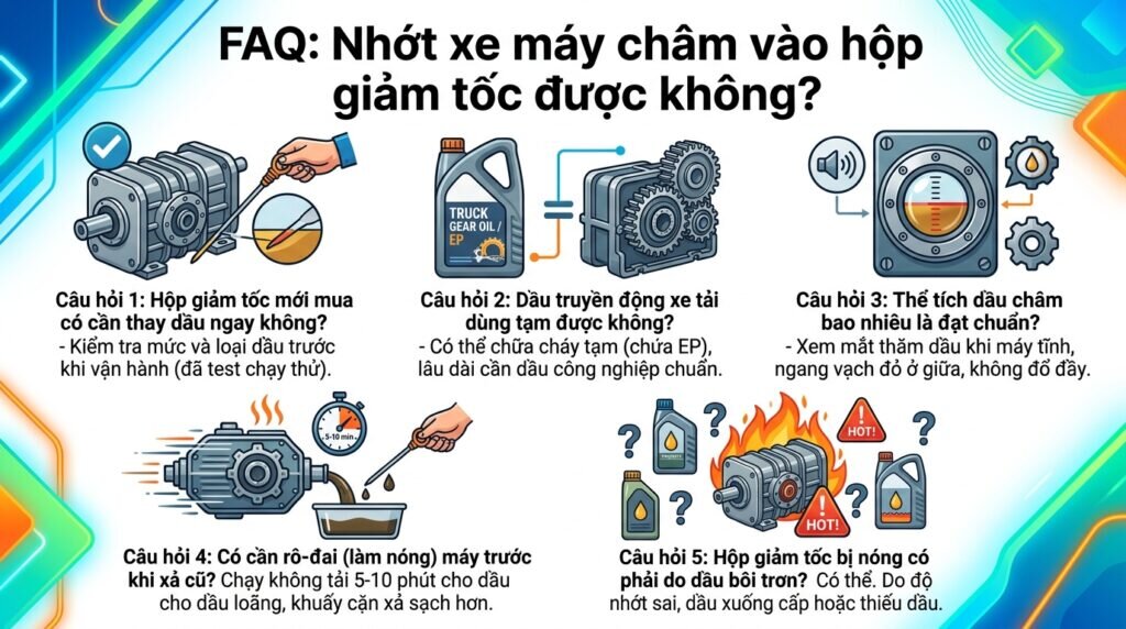 FAQ: Nhớt xe máy châm vào hộp giảm tốc được không?