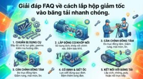 Giải đáp FAQ về cách lắp hộp giảm tốc vào băng tải nhanh chóng.