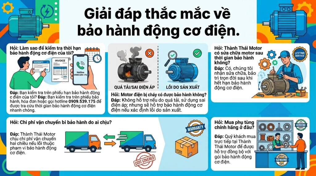 Giải đáp thắc mắc về bảo hành động cơ điện.