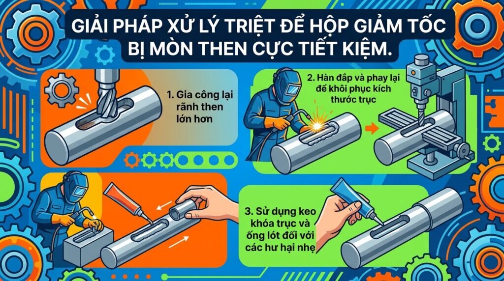 Giải pháp xử lý triệt để hộp giảm tốc bị mòn then cực tiết kiệm.