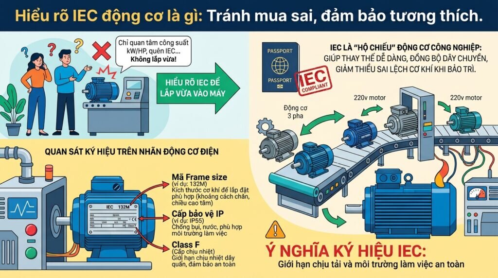 Hiểu rõ `IEC động cơ là gì`: Tránh mua sai, đảm bảo tương thích.