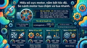 Hiểu số cực motor, nắm bắt tốc độ. So sánh motor tua chậm và tua nhanh.