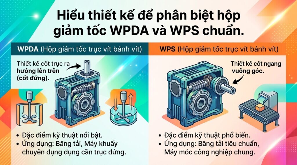 Hiểu thiết kế để phân biệt hộp giảm tốc WPDA và WPS chuẩn.