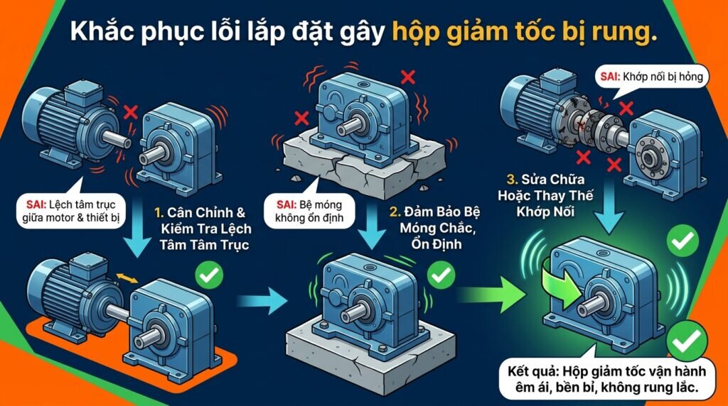 Khắc phục lỗi lắp đặt gây hộp giảm tốc bị rung.