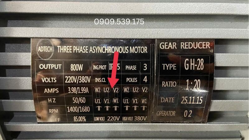 Ký hiệu đấu nối Sao (Y) và Tam giác (Δ) trên motor giảm tốc