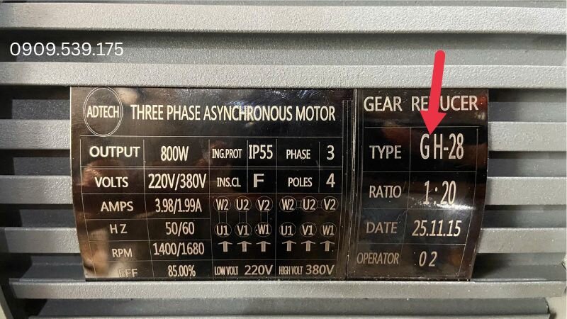Ký hiệu kiểu lắp đặt GH và GV trên motor giảm tốc