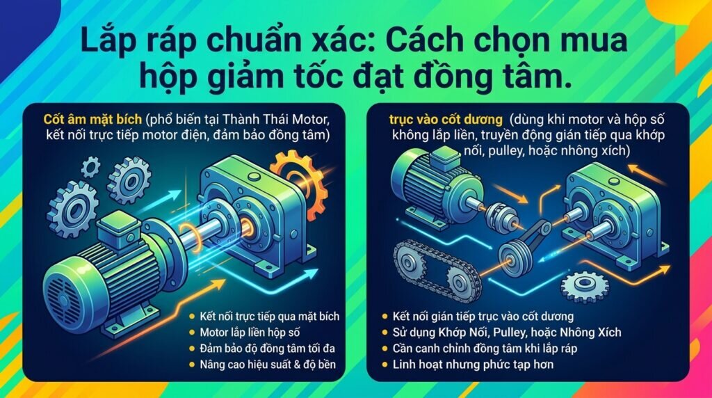 Lắp ráp chuẩn xác: Cách chọn mua hộp giảm tốc đạt đồng tâm.