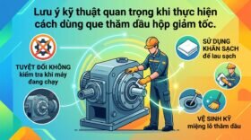Lưu ý kỹ thuật quan trọng khi thực hiện cách dùng que thăm dầu hộp giảm tốc.