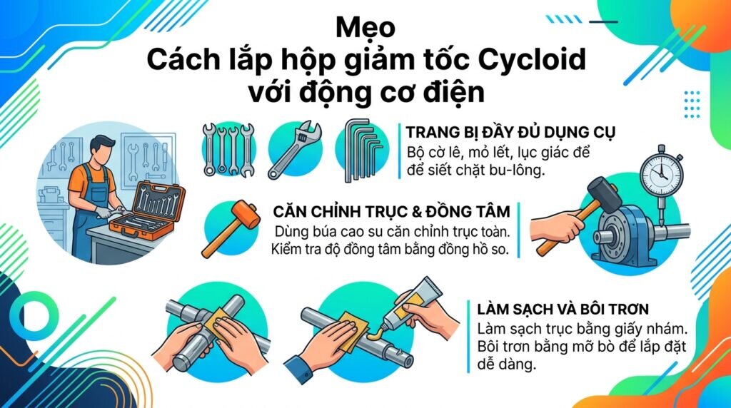 Mẹo Cách lắp hộp giảm tốc Cycloid với động cơ điện
