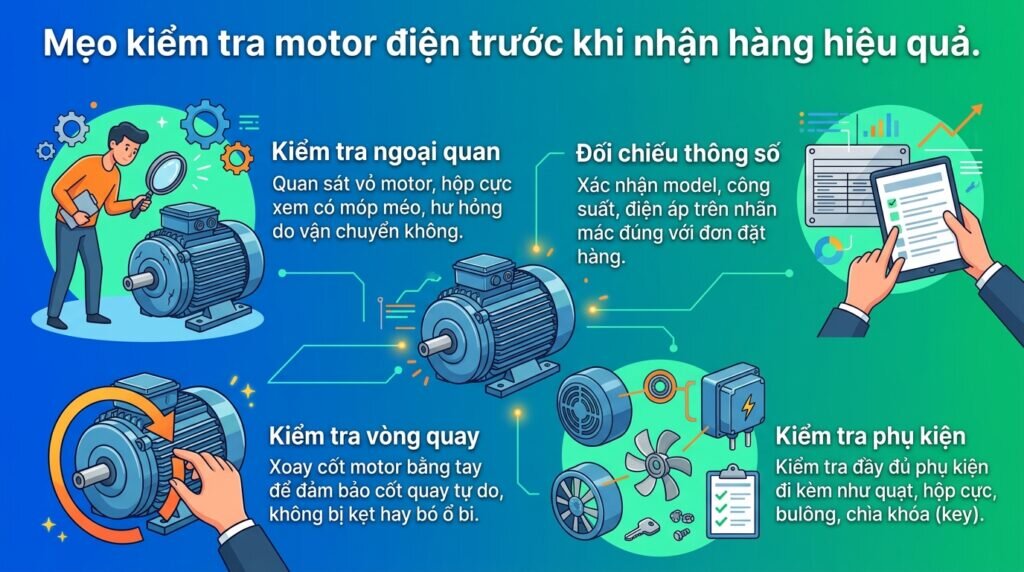 Mẹo kiểm tra motor điện trước khi nhận hàng hiệu quả.