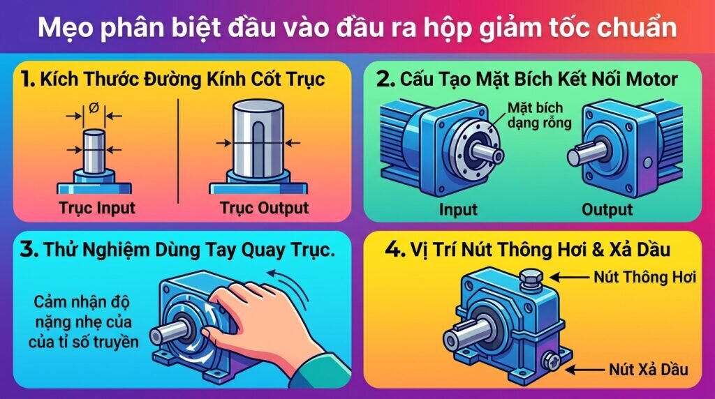 Mẹo phân biệt đầu vào đầu ra hộp giảm tốc chuẩn