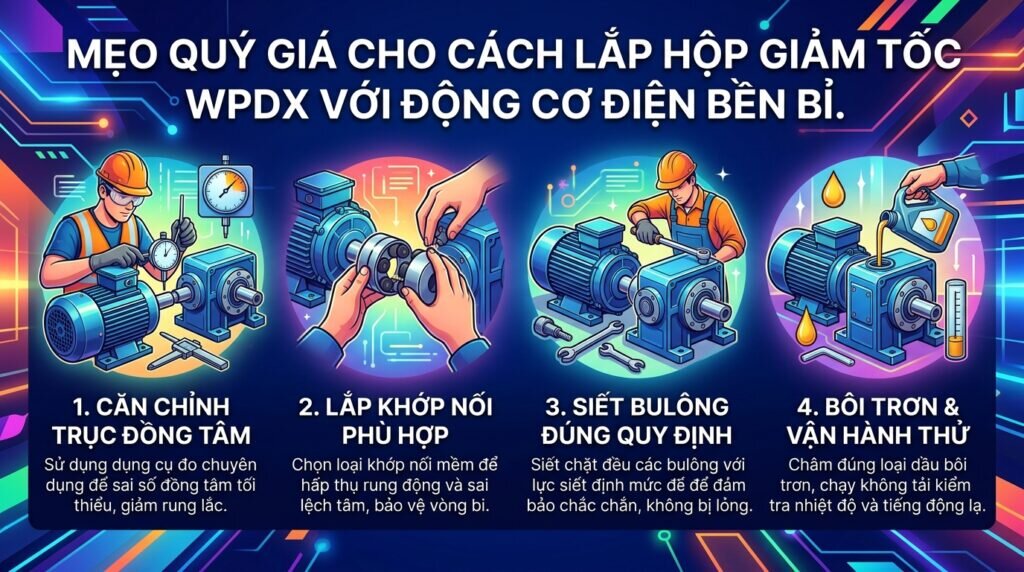 Mẹo quý giá cho Cách lắp hộp giảm tốc WPDX với động cơ điện bền bỉ.