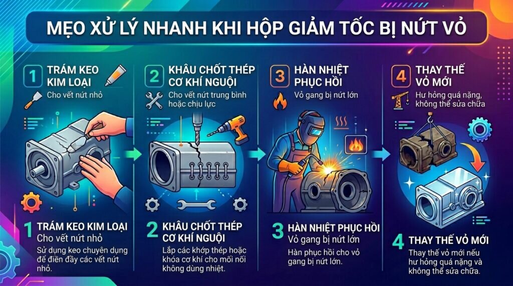 Mẹo xử lý nhanh khi hộp giảm tốc bị nứt vỏ