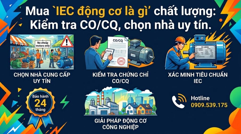Mua `IEC động cơ là gì` chất lượng: Kiểm tra CO/CQ, chọn nhà uy tín.