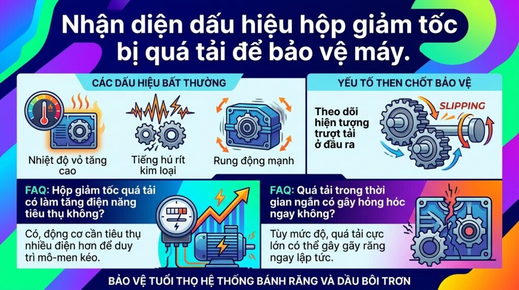 Nhận diện dấu hiệu hộp giảm tốc bị quá tải để bảo vệ máy.