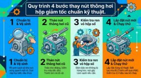 Quy trình 4 bước thay nút thông hơi hộp giảm tốc chuẩn kỹ thuật.