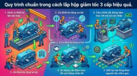 Quy trình chuẩn trong cách lắp hộp giảm tốc 3 cấp hiệu quả.