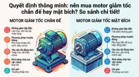Quyết định thông minh: nên mua motor giảm tốc chân đế hay mặt bích? So sánh chi tiết!