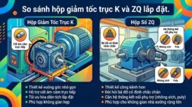 So sánh hộp giảm tốc trục K và ZQ lắp đặt.
