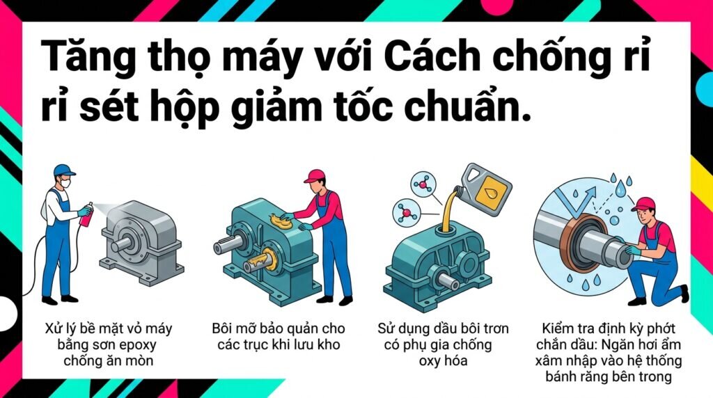 Tăng thọ máy với Cách chống rỉ sét hộp giảm tốc chuẩn.