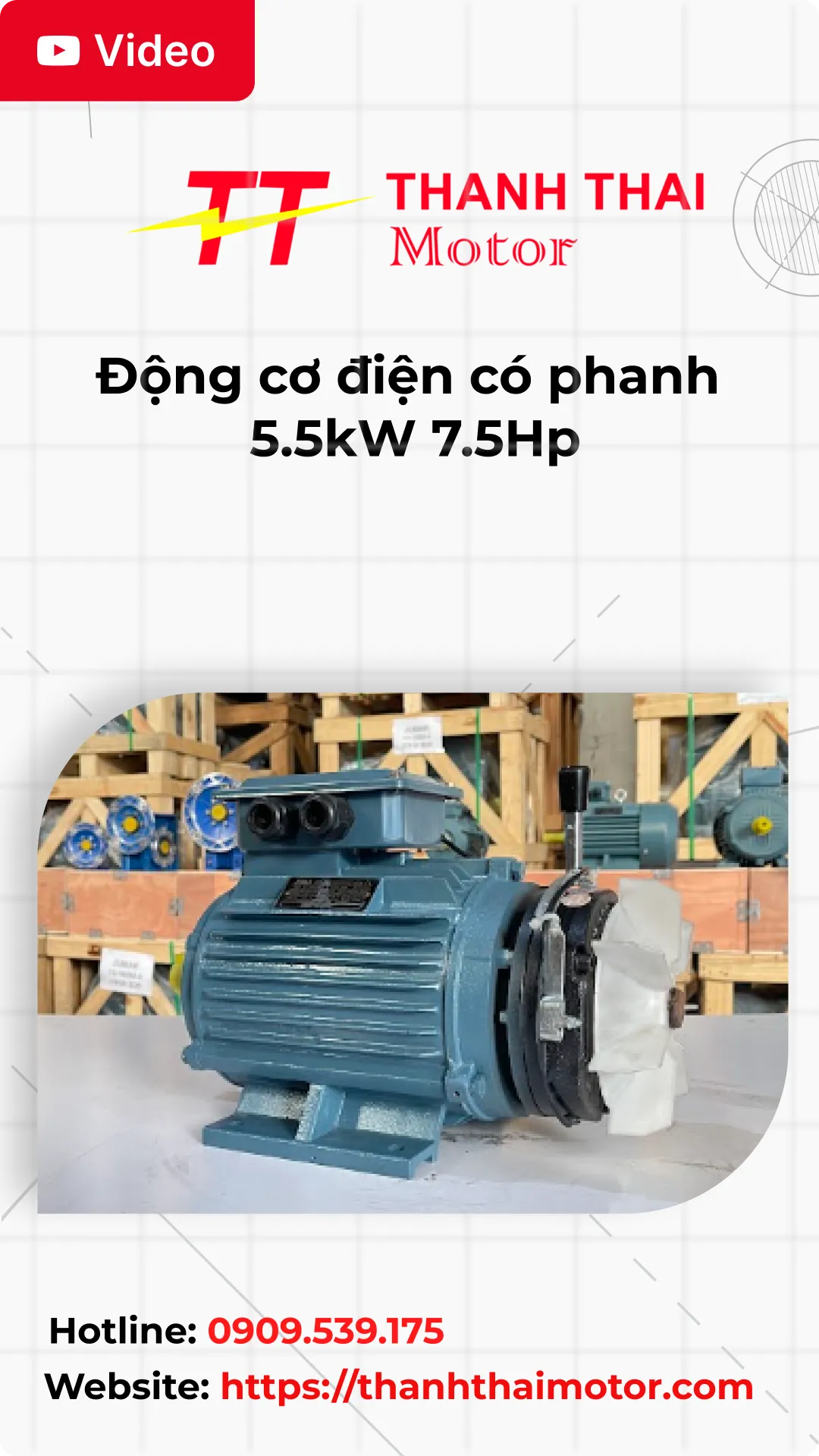 Thumb Video review motor giảm tốc có phanh 5.5kW 7.5Hp