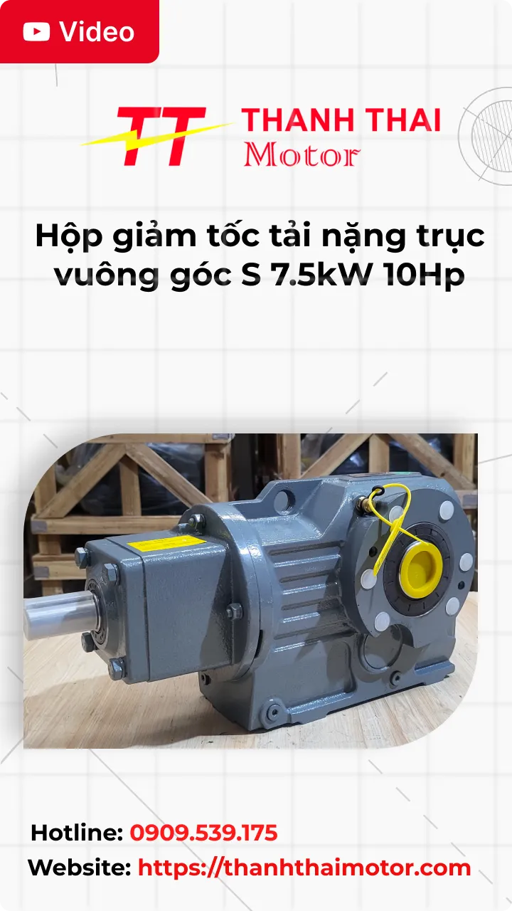 Thumb Video review hộp giảm tốc tải nặng trục vuông góc S 7.5kW 10Hp