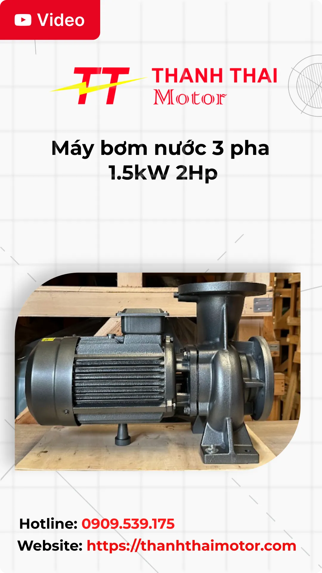 Thumb Video review máy bơm nước 3 pha 1.5kW 2Hp