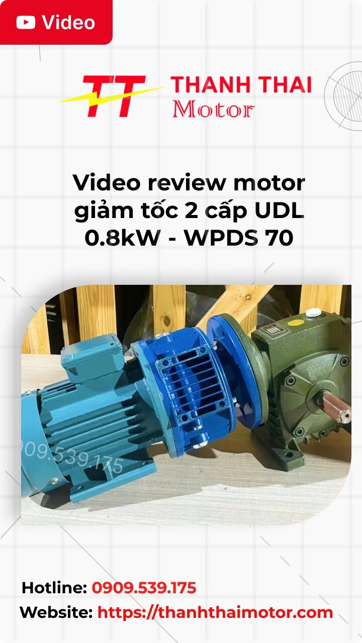 Thumb video review motor giảm tốc 2 cấp UDL 0.8kW - WPDS 70