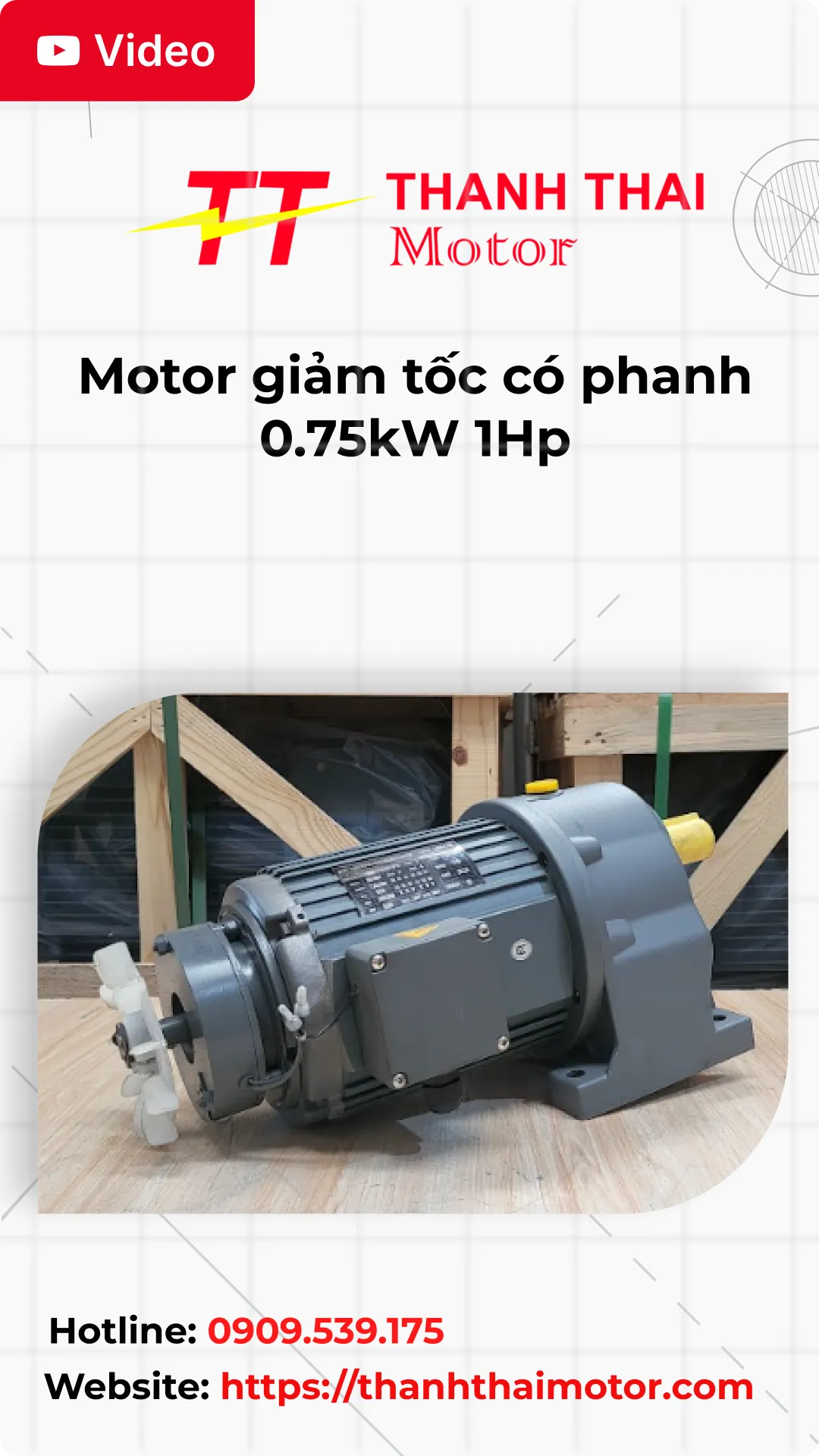 Thumb Video review motor giảm tốc có phanh 0.75kW 1Hp