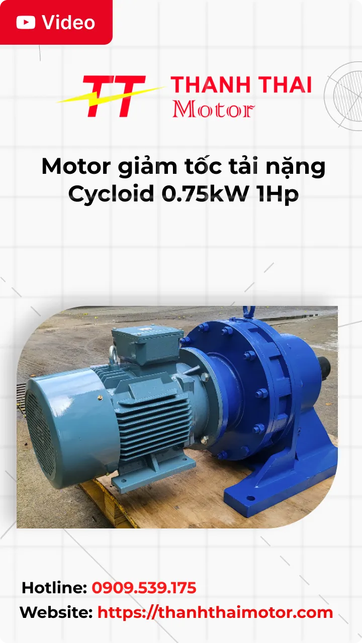 Thumb Video review motor giảm tốc tải nặng Cycloid 0.75kW 1Hp