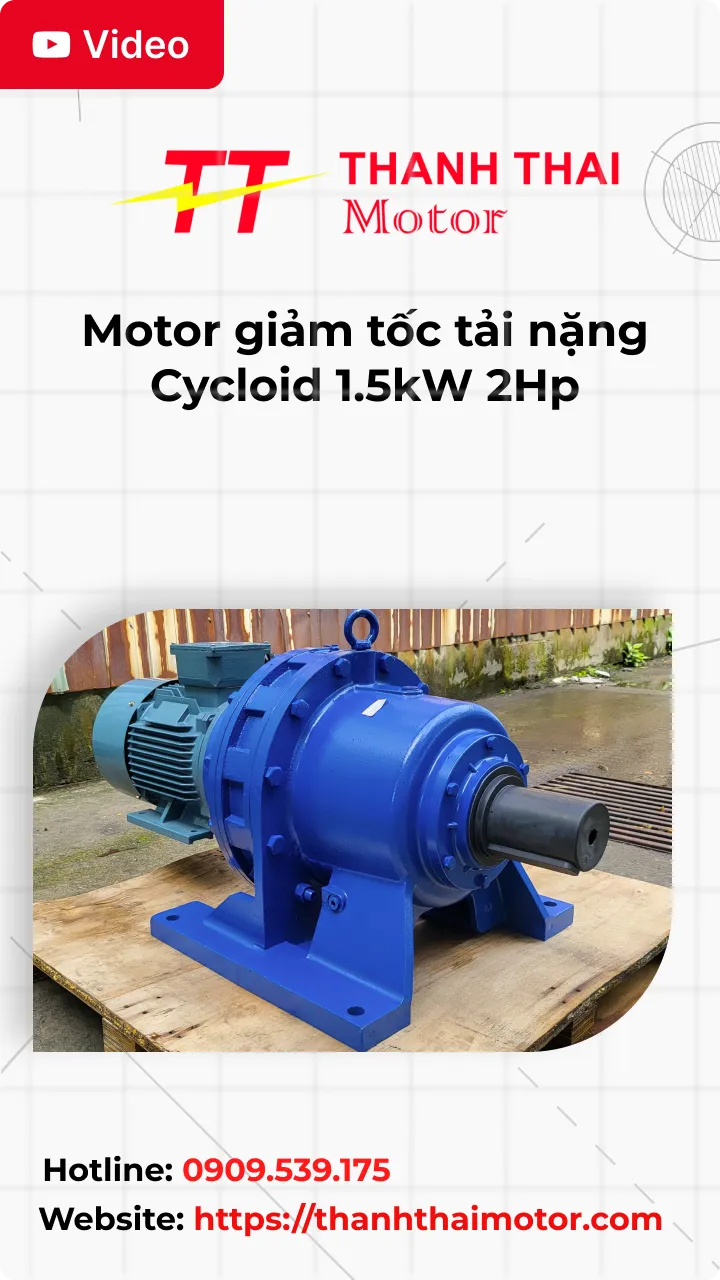 Thumb Video review motor giảm tốc tải nặng Cycloid 1.5kW 2Hp