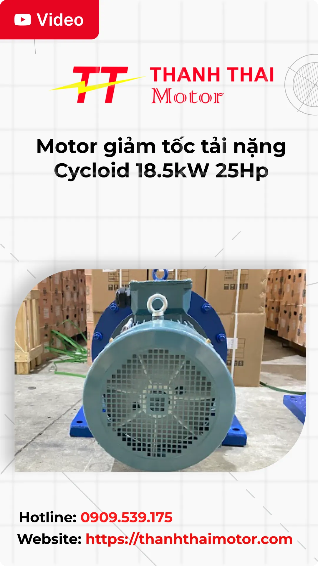 Thumb Video review motor giảm tốc tải nặng Cycloid 18.5kW 25Hp