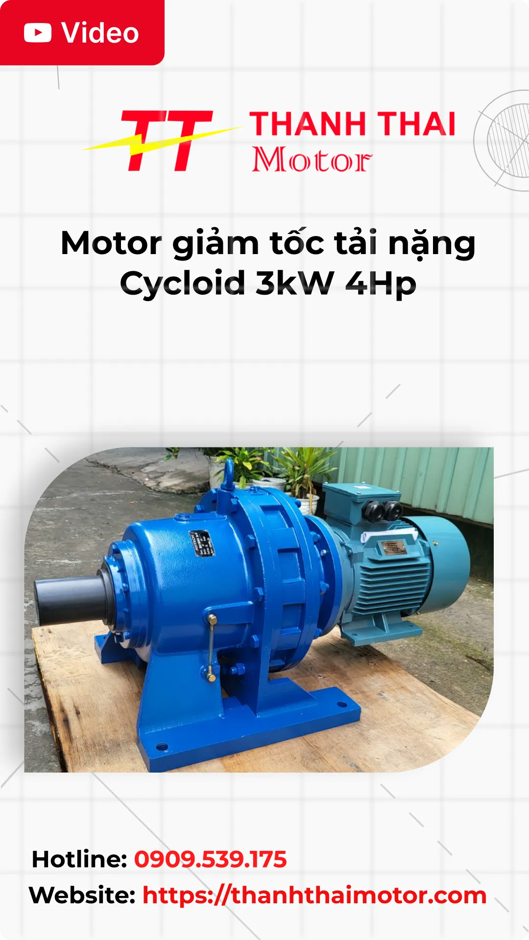 Thumb Video review motor giảm tốc tải nặng Cycloid 3kW 4Hp