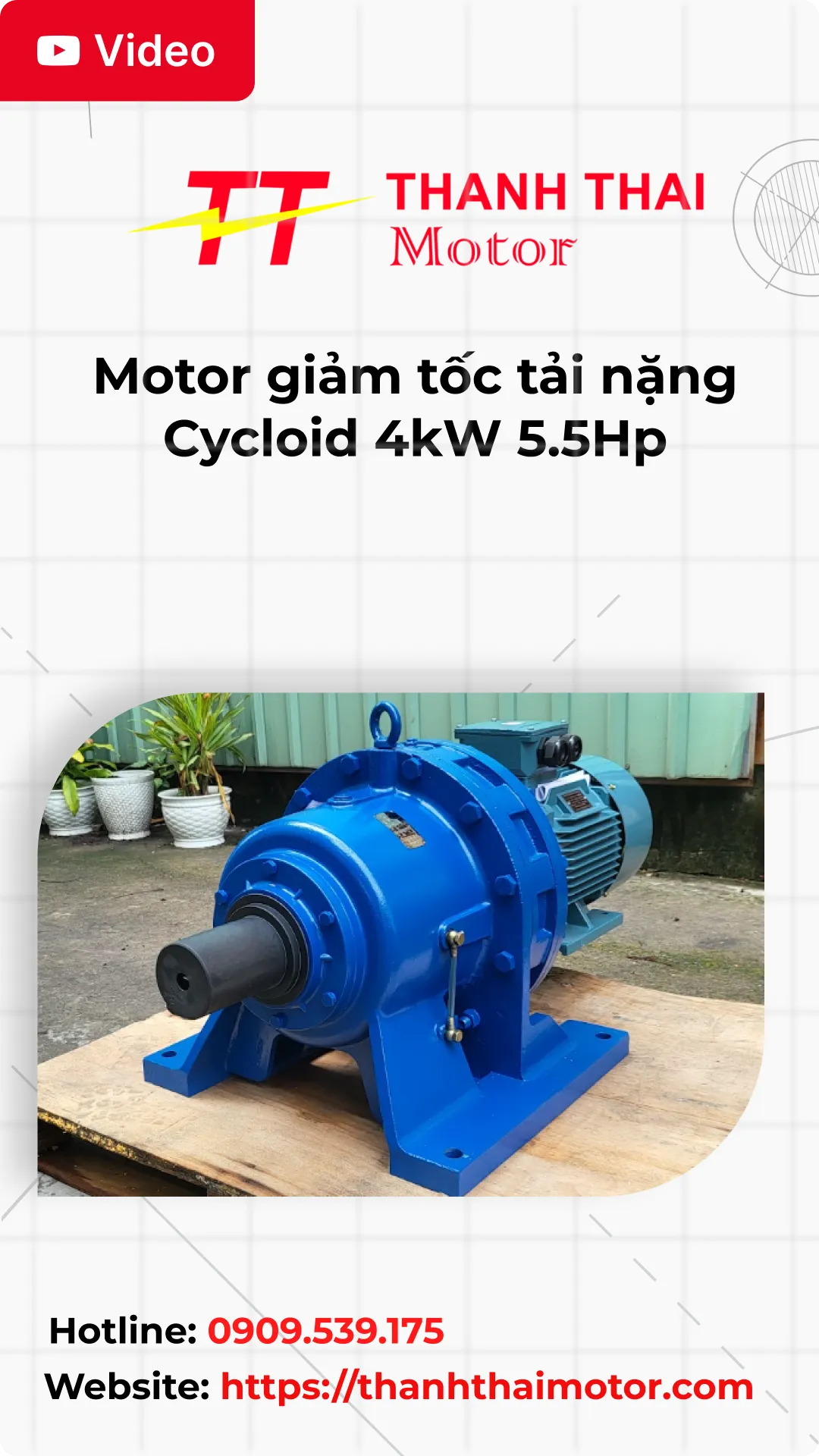 Thmb Video review motor giảm tốc tải nặng Cycloid 4kW 5.5Hp
