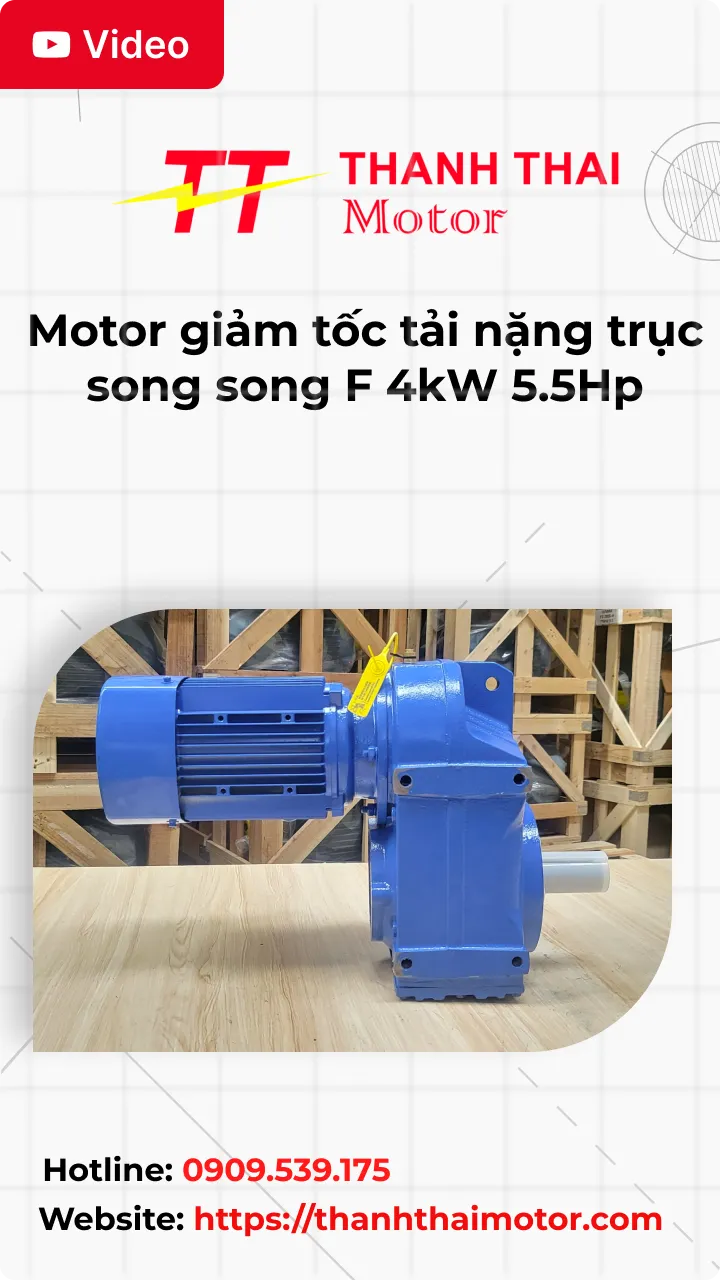Thumb Video review motor giảm tốc tải nặng trục song song F 4kW 5.5Hp
