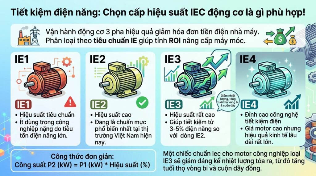 Tiết kiệm điện năng: Chọn cấp hiệu suất `IEC động cơ là gì` phù hợp!