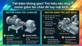 Tiết kiệm không gian! Tìm hiểu nên mua motor giảm tốc chân đế hay mặt bích.