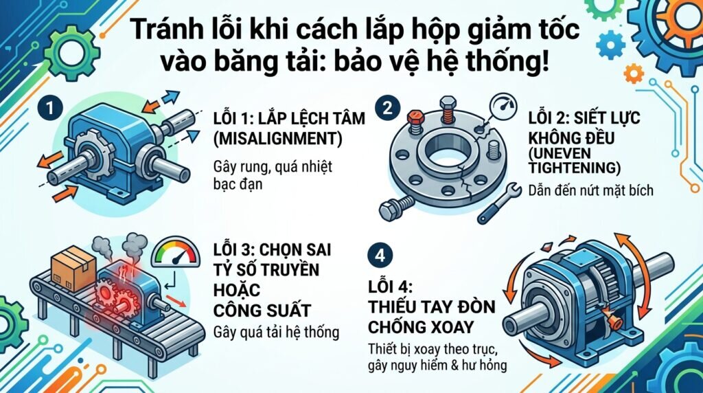 Tránh lỗi khi cách lắp hộp giảm tốc vào băng tải: bảo vệ hệ thống!