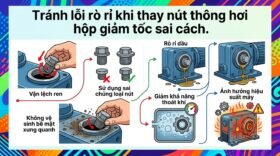 Tránh lỗi rò rỉ khi thay nút thông hơi hộp giảm tốc sai cách.