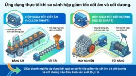 Ứng dụng thực tế khi so sánh hộp giảm tốc cốt âm và cốt dương.