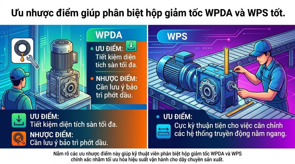 Ưu nhược điểm giúp phân biệt hộp giảm tốc WPDA và WPS tốt.