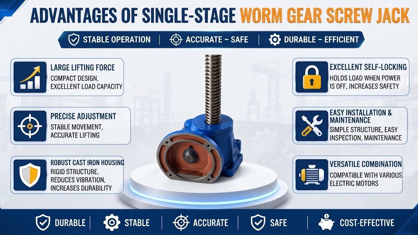 Advantages of 1-Stage Screw Jack Gearboxes.