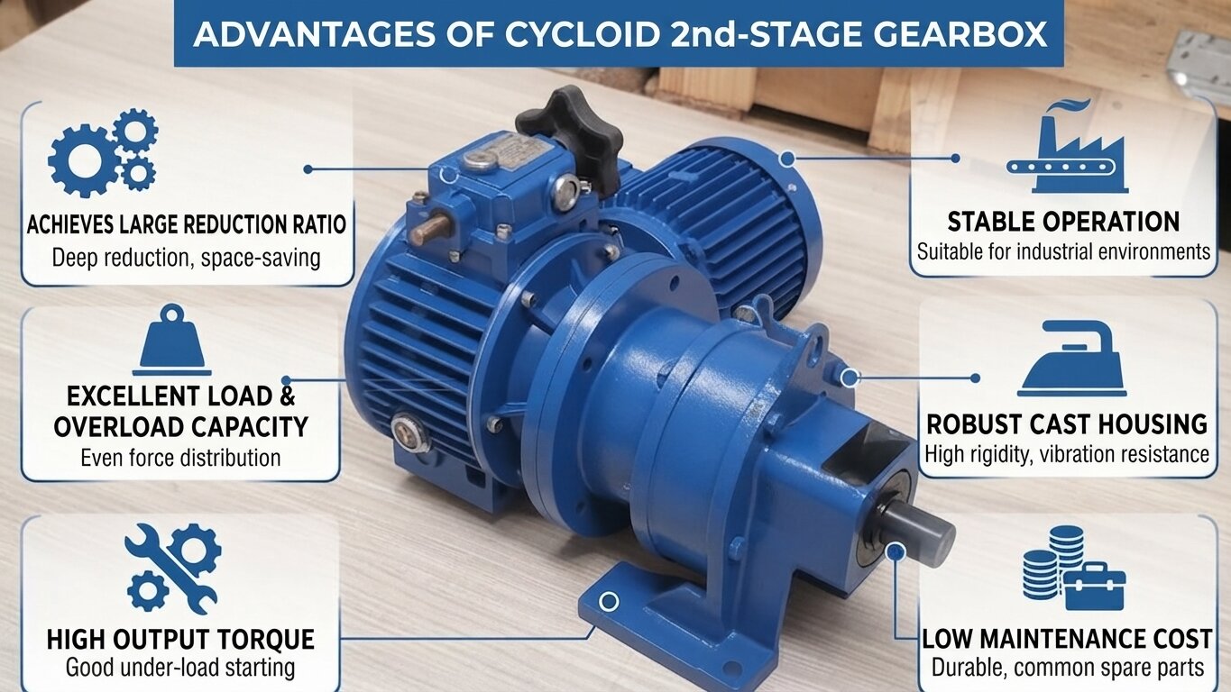 Advantages of 2-stage cycloidal gearboxes.