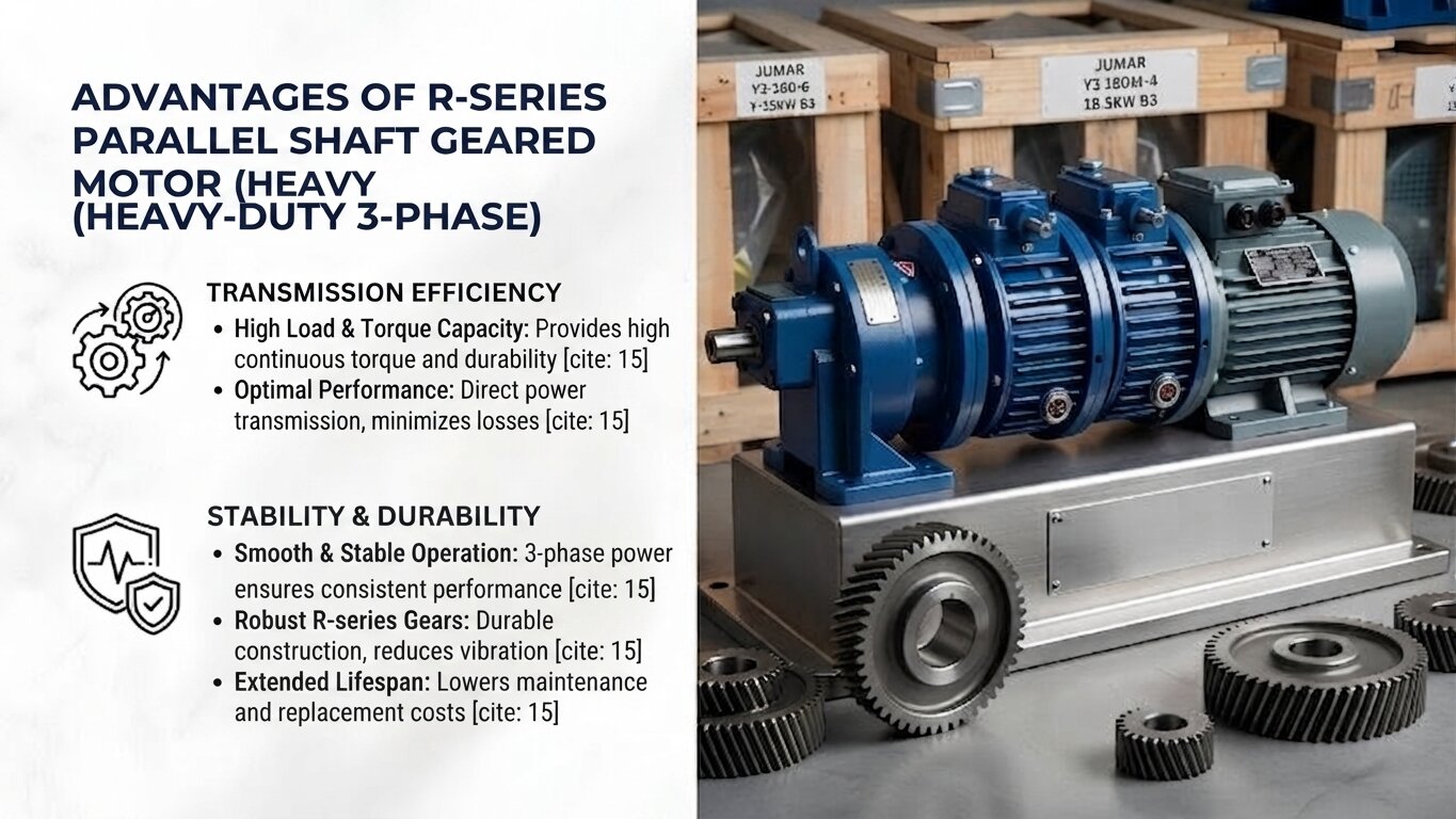 Advantages of 3-Phase Heavy Duty R-Series Inline Helical Gear Motors