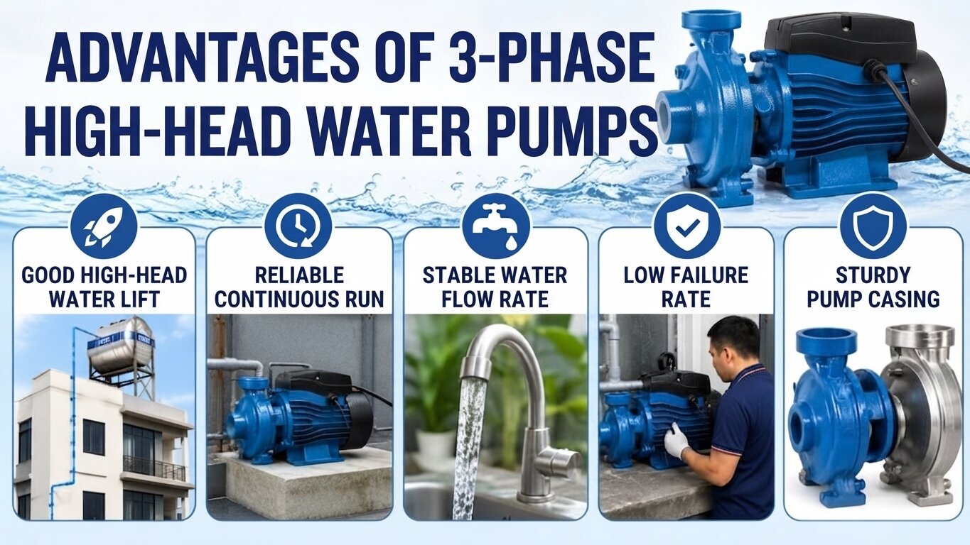 Advantages of the 3-Phase high head water pump.