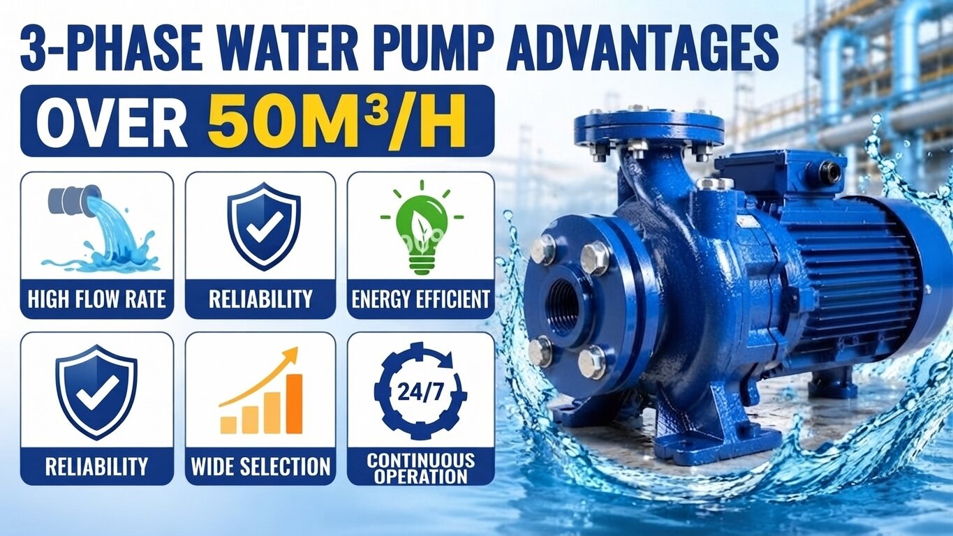 Advantages of the 3-Phase water pump over 50m3/h.