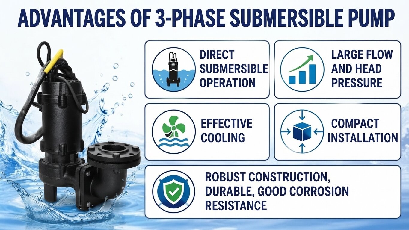 Advantages of the 3-Phase Submersible Pump.