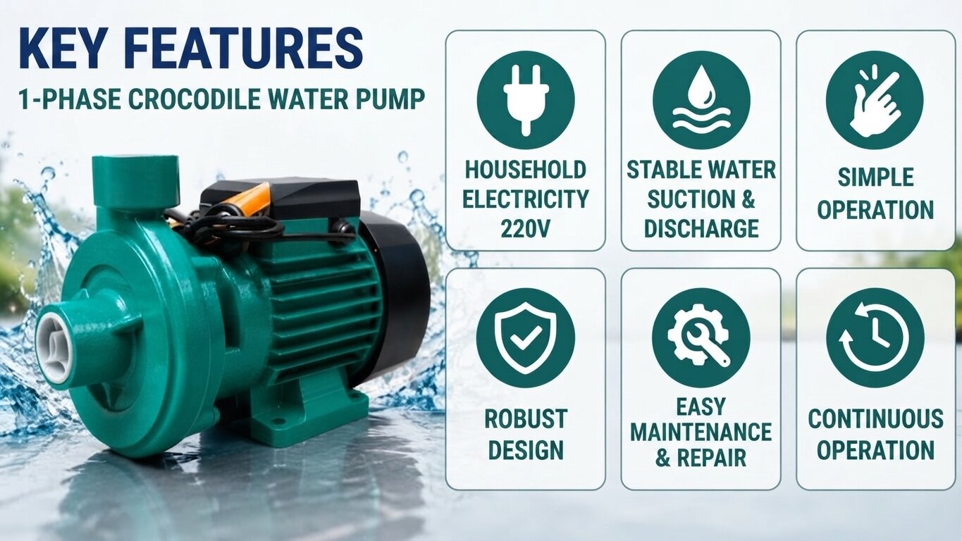 Advantages of the Crocodile 1-Phase Water Pump.