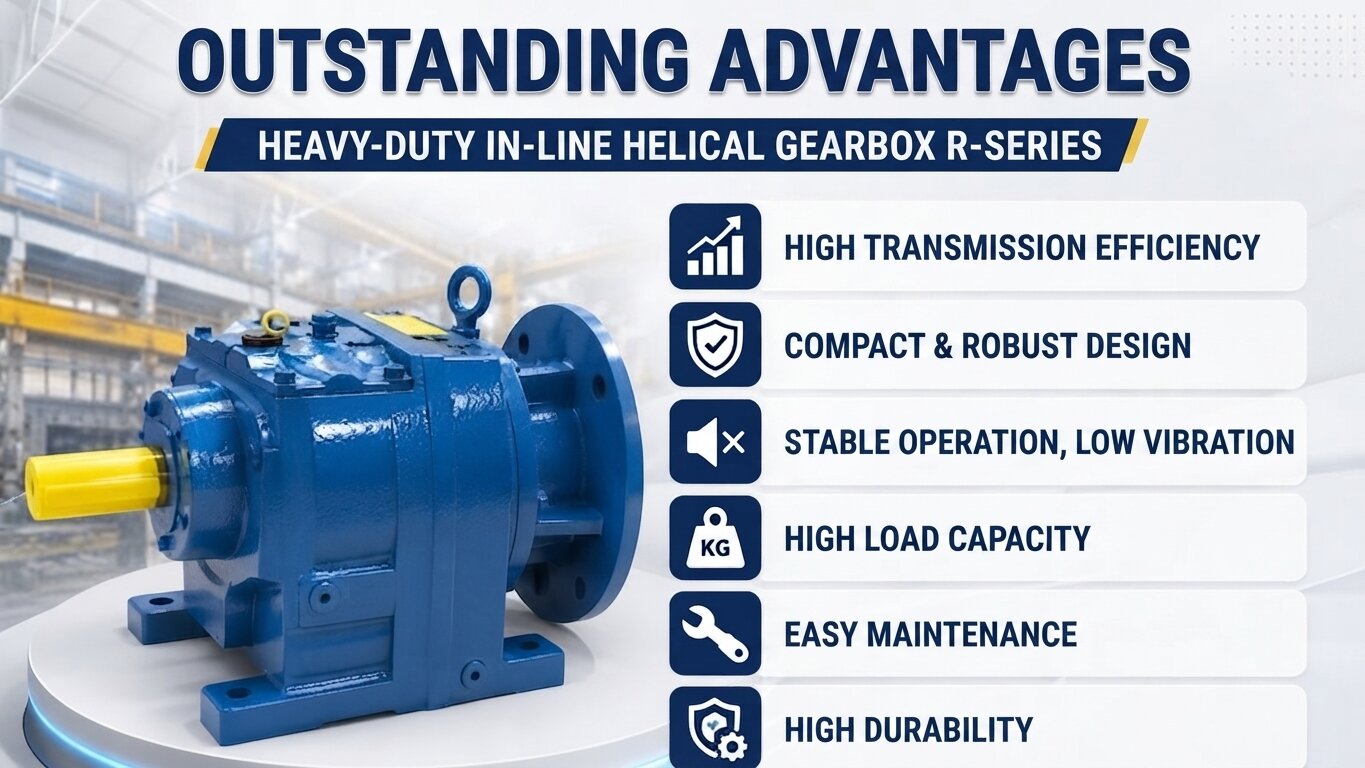 Advantages of Heavy Duty R-Series Inline Helical Gearbox 1-Stage.